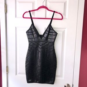 Black Leather Bodycon Dress